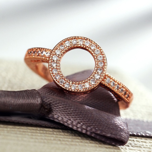 Jewelry - Rose Gold Tone Infinity Ring Zirconia Circle Hoop